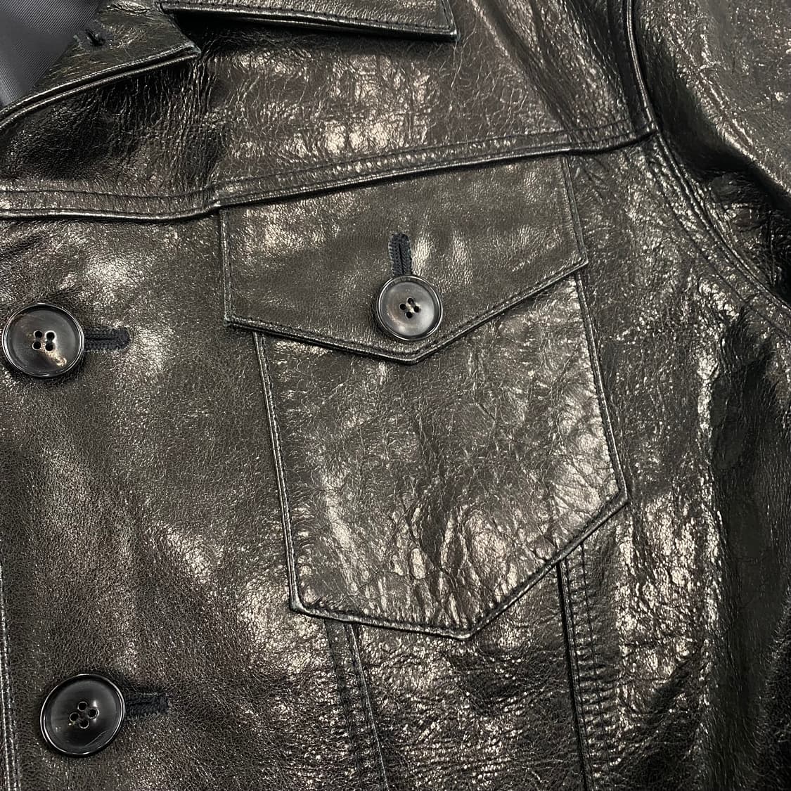 언히든 이태리 램스킨 3세대 복각 레더 트러커 자켓 (100) 상품이미지3