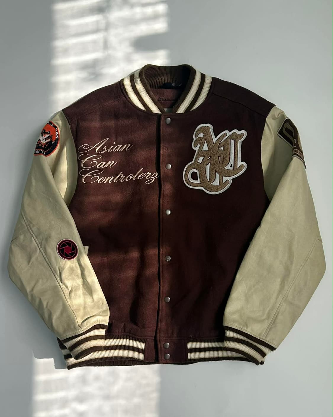 [L] ACC 일제 가죽 브라운 바시티 자켓 점퍼 상품이미지1