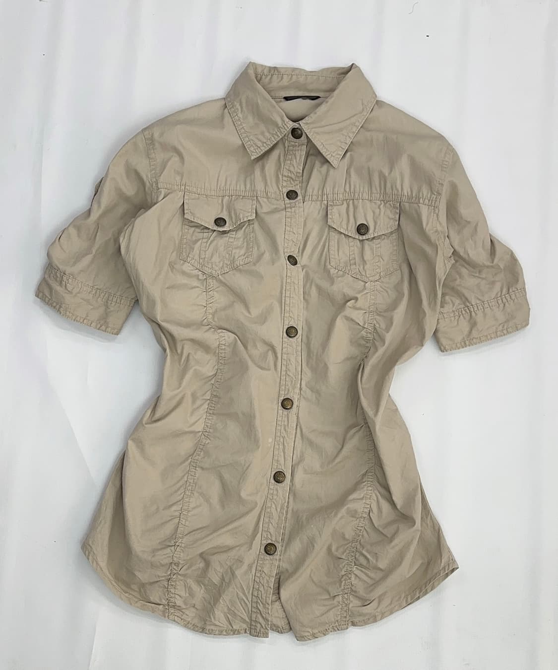 🪶보헤미안 카라 반팔셔츠 🪶베이지 포켓 프레피 펑크 그런지 에스닉 상품이미지2