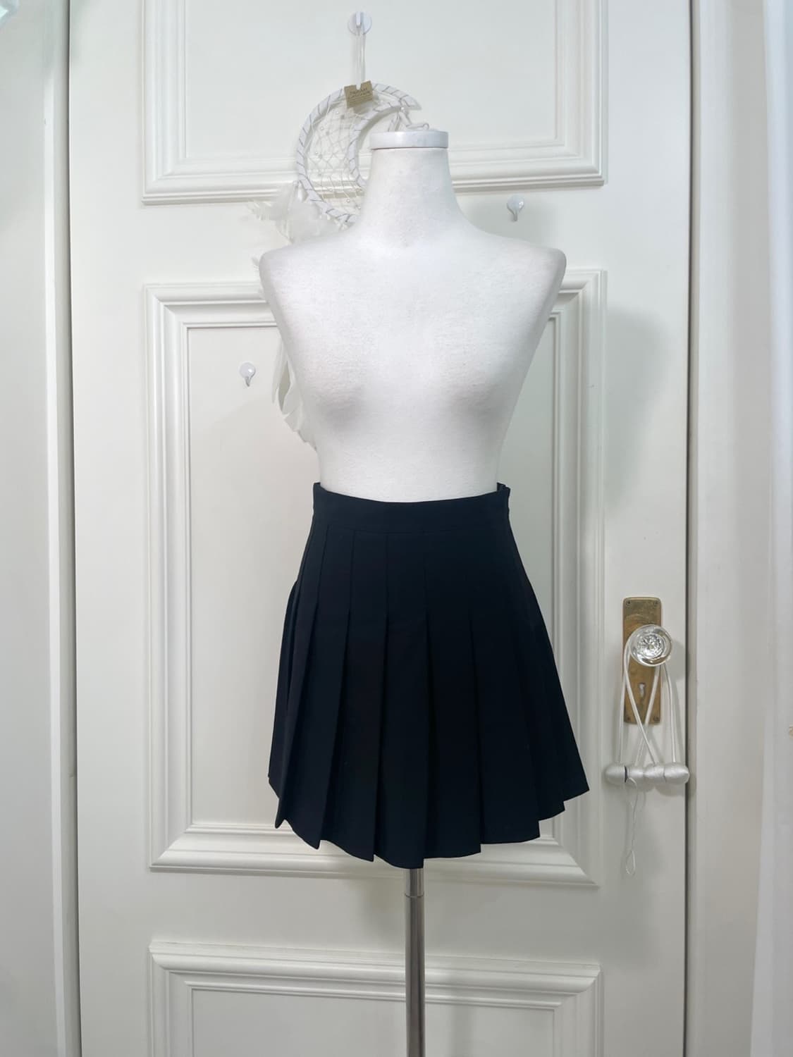 black basic pleats mini skirt 상품이미지1