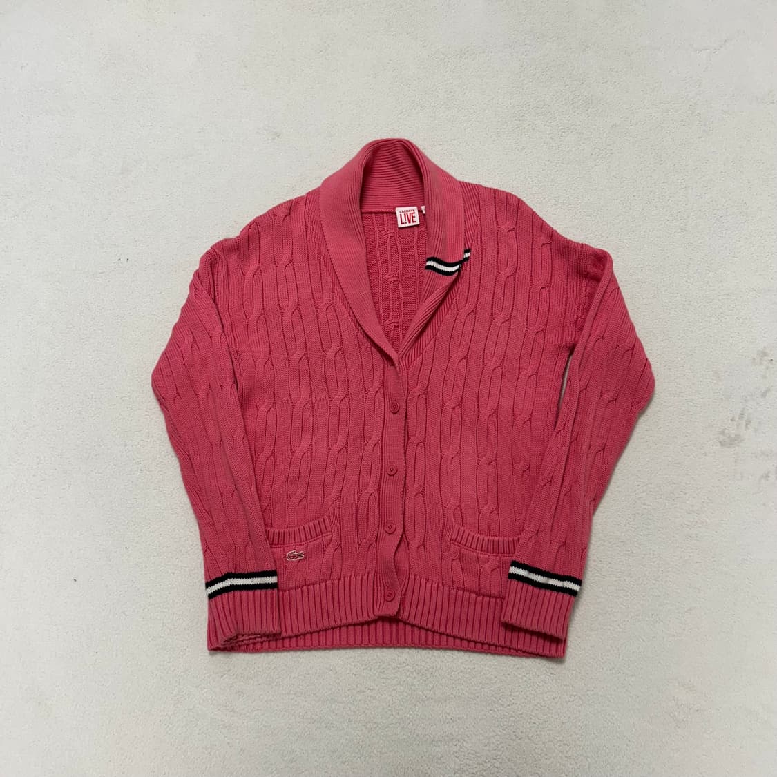 Lacoste pink shawl collar cardigan 상품이미지4