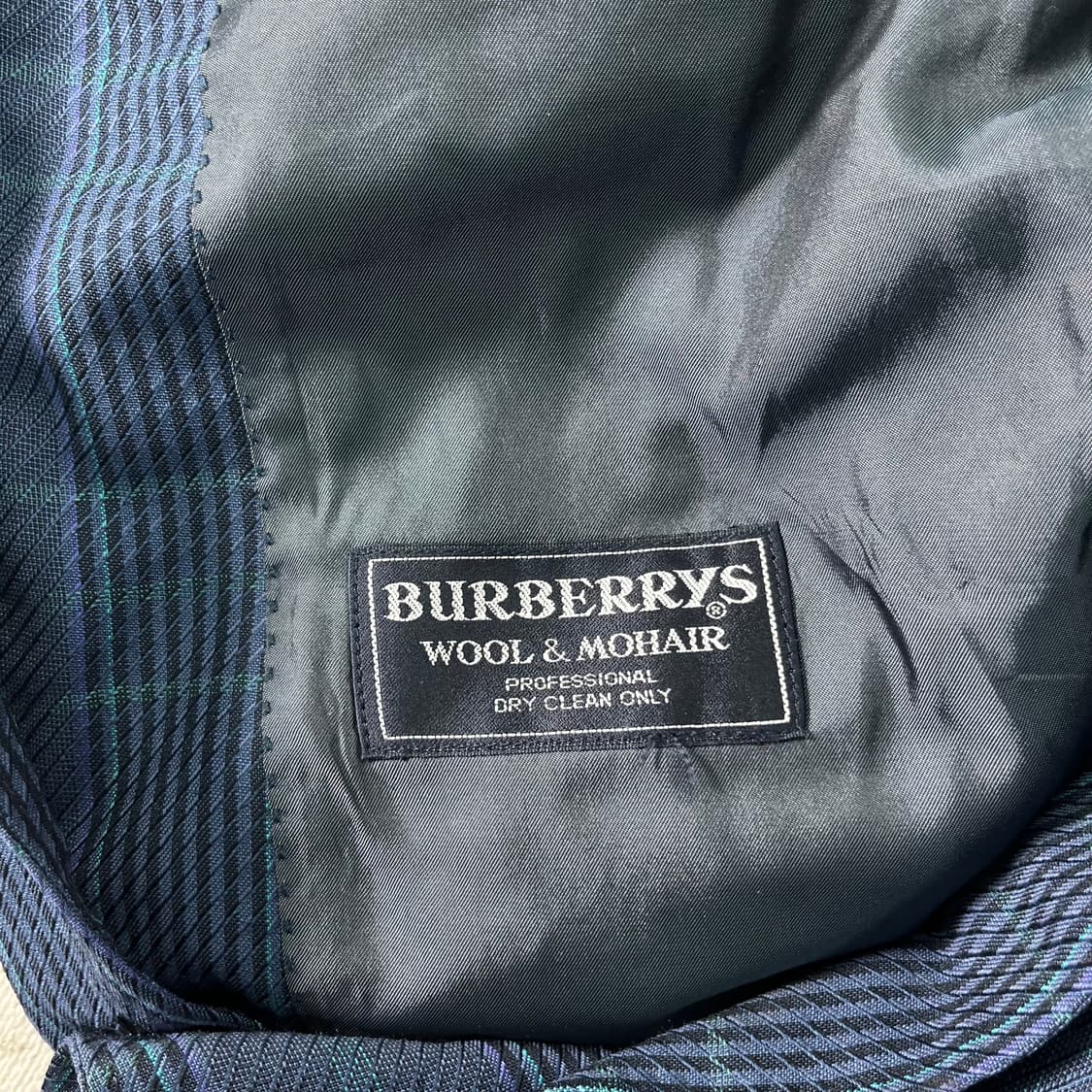 100 버버리 일본판 90s 빈티지 체크 모헤어 블레이져 자켓  상품이미지5