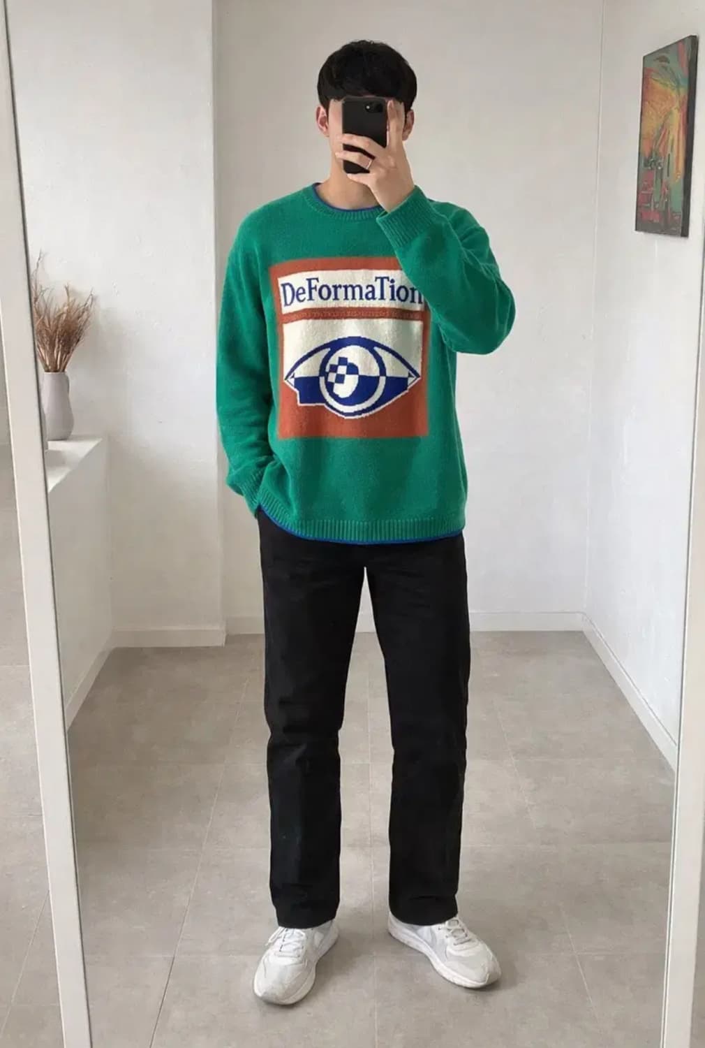 ZIO SONGZIO DeFormation 그래픽 니트/그린/오버핏 상품이미지1