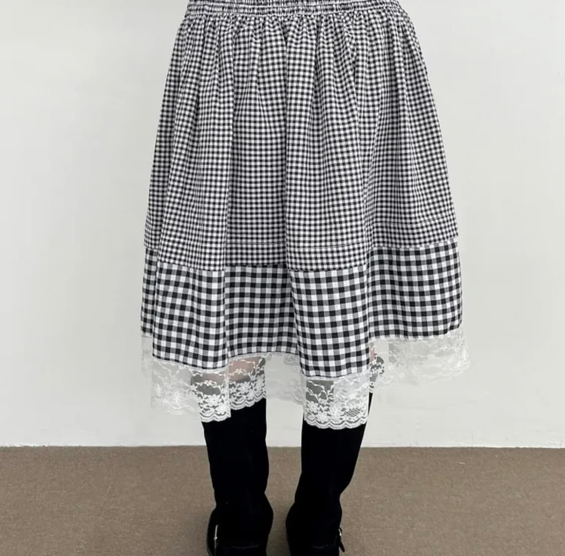 체크 레이어드 스커트 상품이미지1