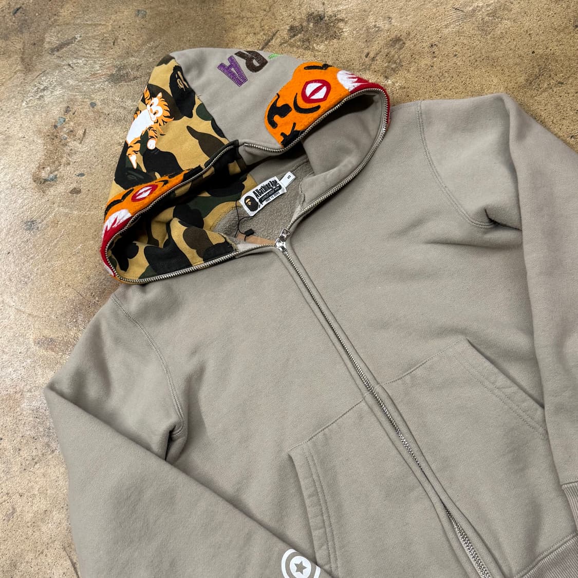 베이프 타이거 호랑이 그레이 카모 풀 후드집업 상품이미지1