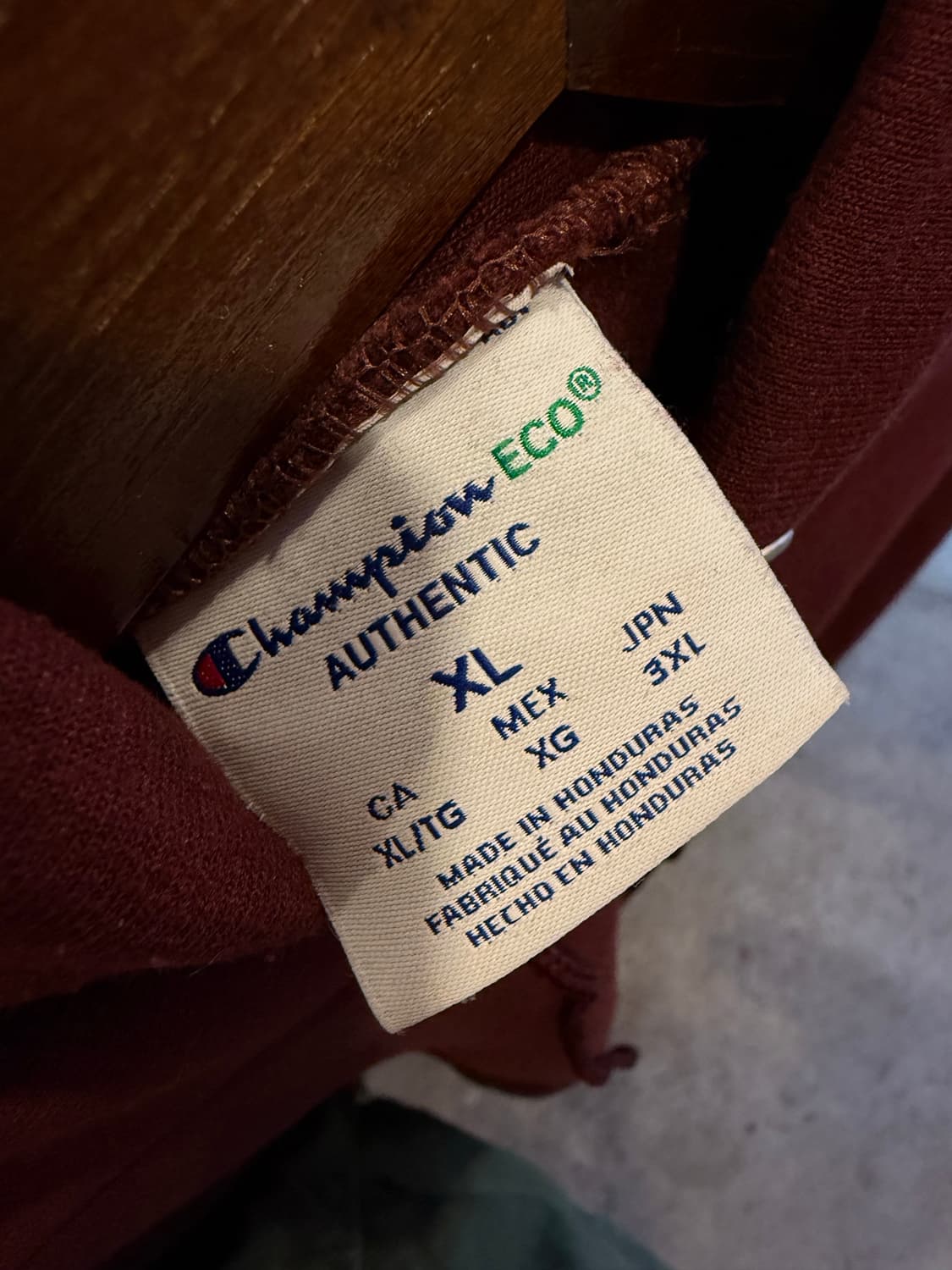 챔피온 버건디 후드티 상품이미지2