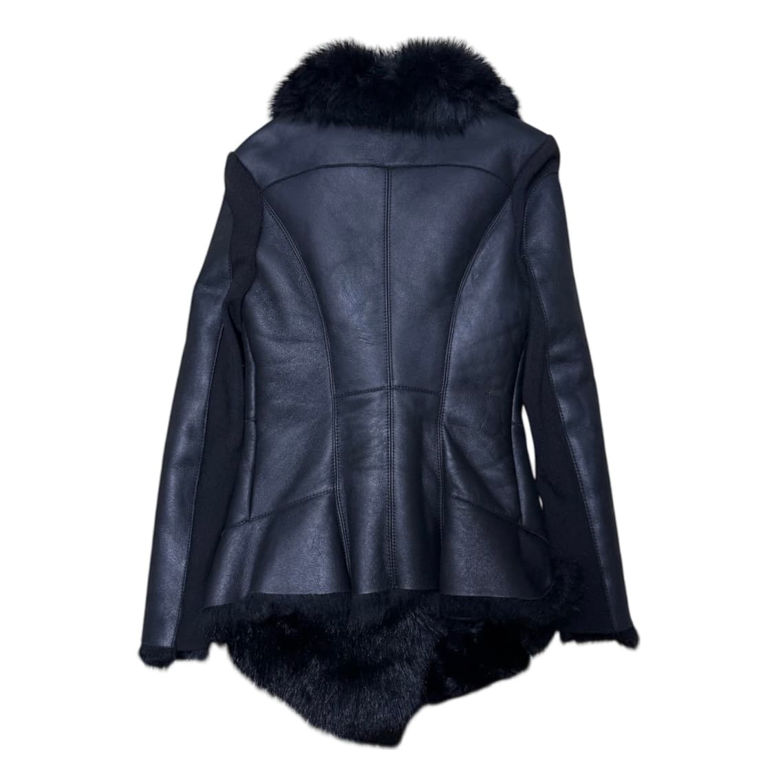 올블랙 레더 퍼 무스탕 상품이미지3