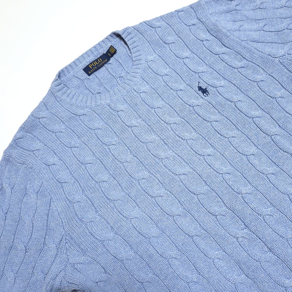 폴로 랄프로렌 케이블 꽈배기 니트 스웨터 블루헤더 상품이미지4