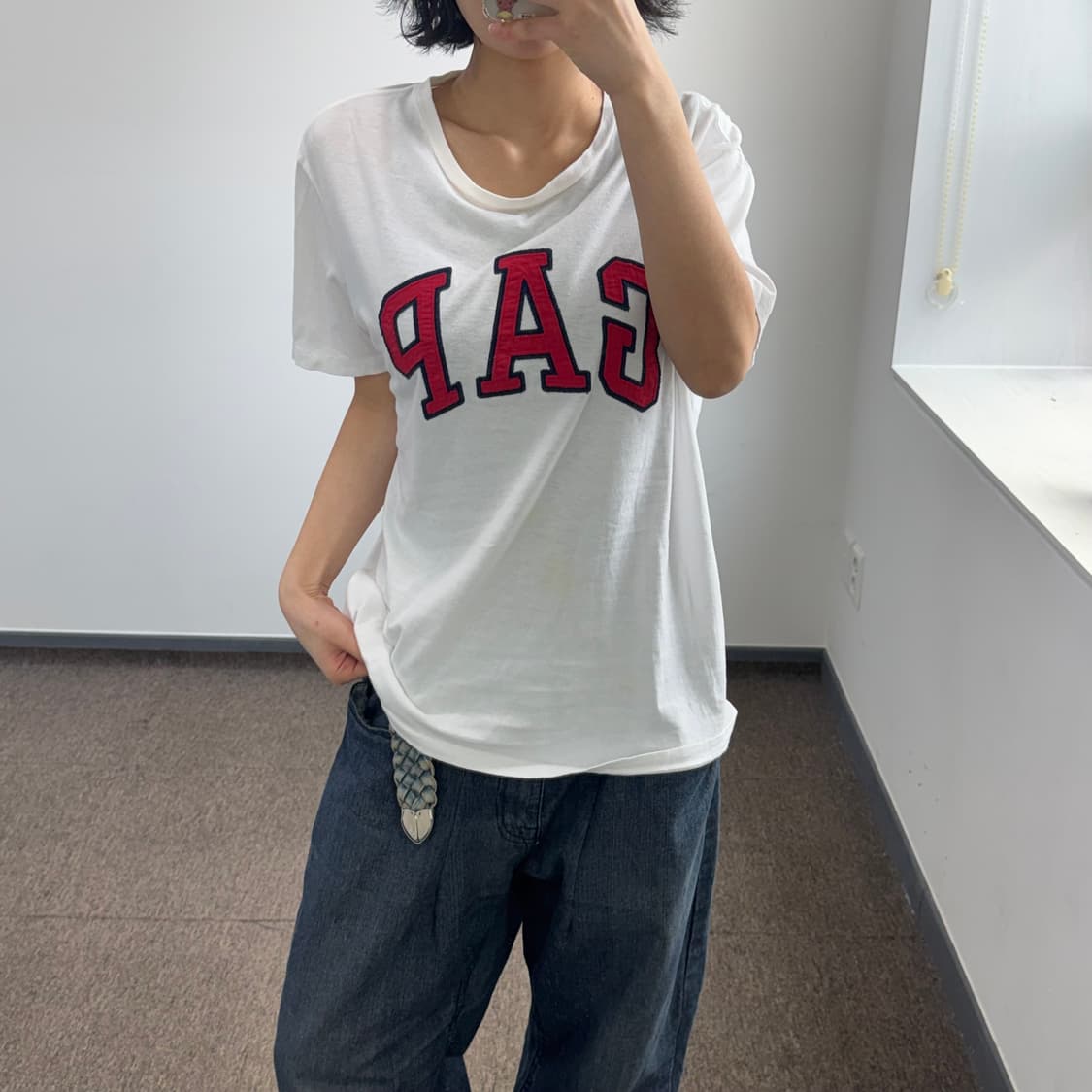 Gap 갭 레드 로고 아이보리 반팔 상품이미지1