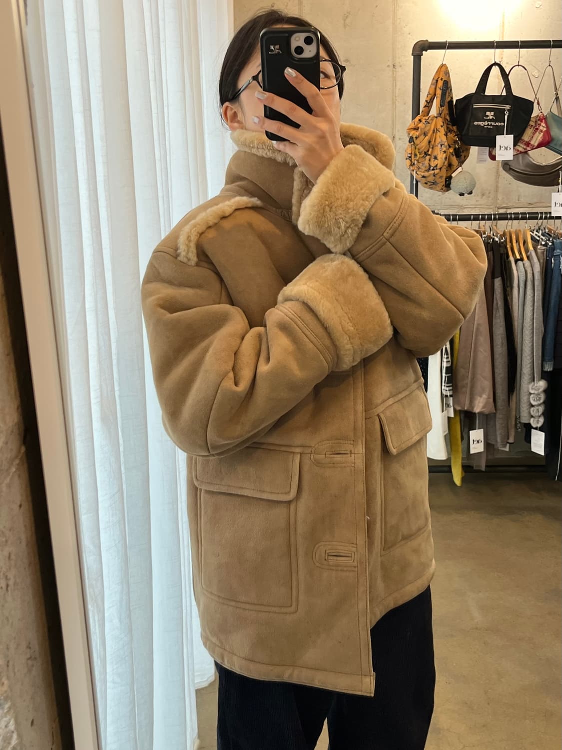 90s 램스킨 양가죽 스웨이드 시어링 자켓 상품이미지2