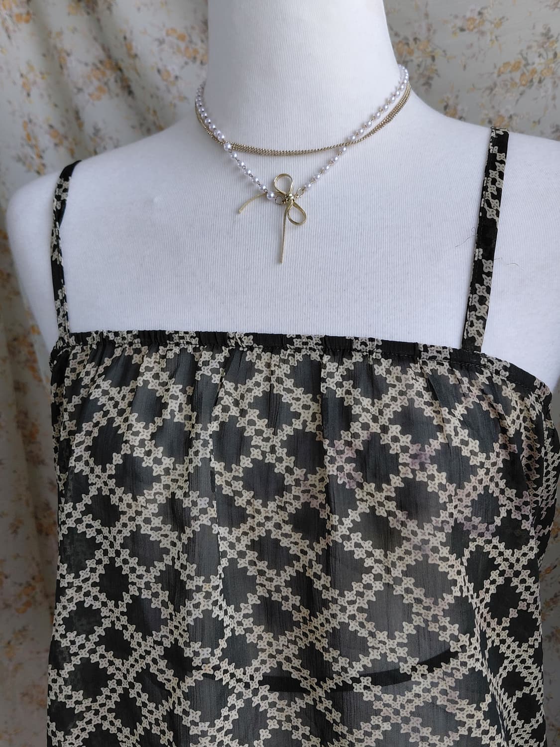 [일본빈티지] 패턴 시스루 나시 블라우스 상품이미지4