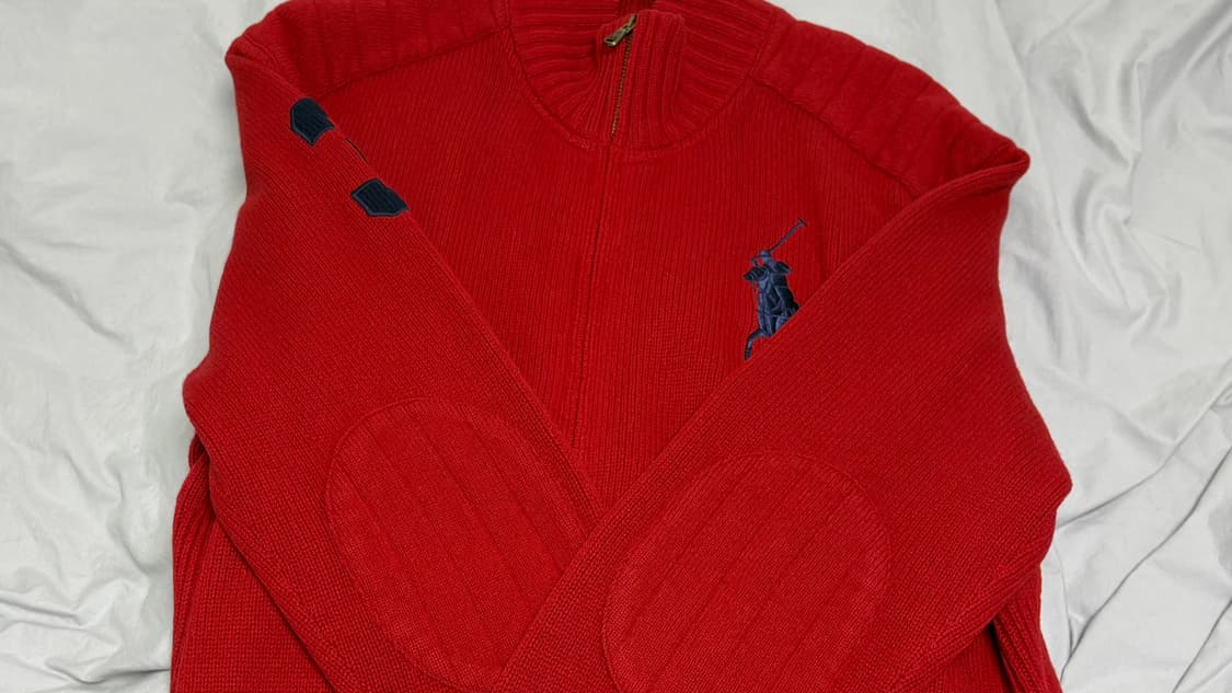 폴로 니트집업 레드 2XL 상품이미지3