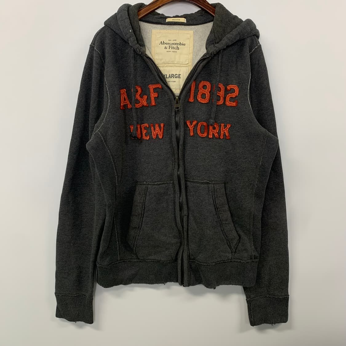아베크롬비 y2k 와투케 차콜 헤비코튼 후드집업 상품이미지2