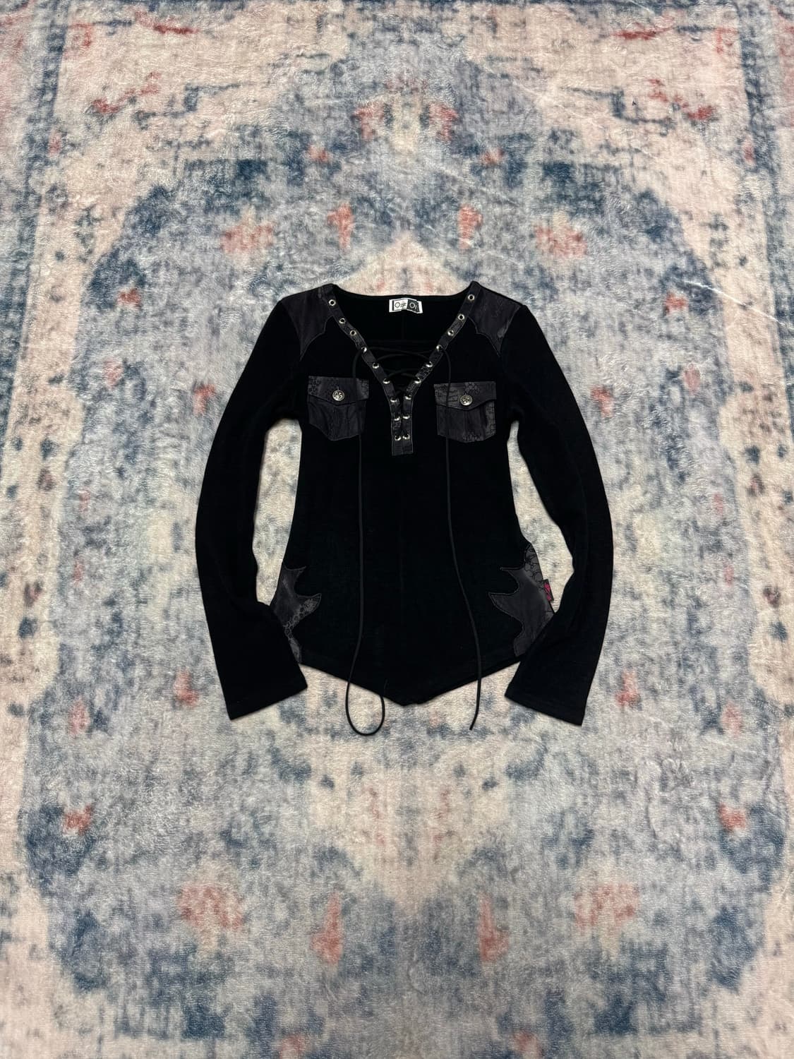 Ozz on python patch lace up knit sleeve  상품이미지2