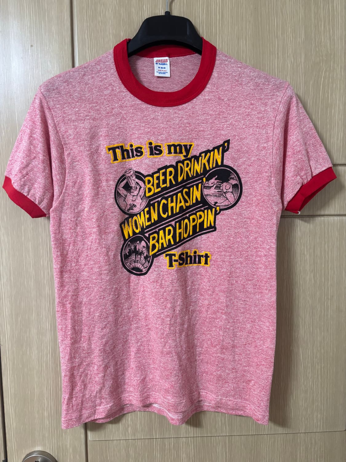 80s JERZEES 러셀 핑크 빈티지 프린팅 상품이미지1
