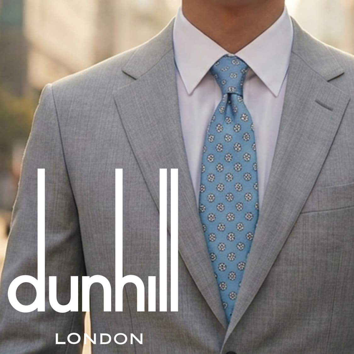 던힐 실크 스카이블루 플라워 넥타이 8.2cm A+등급 K2521 상품이미지1