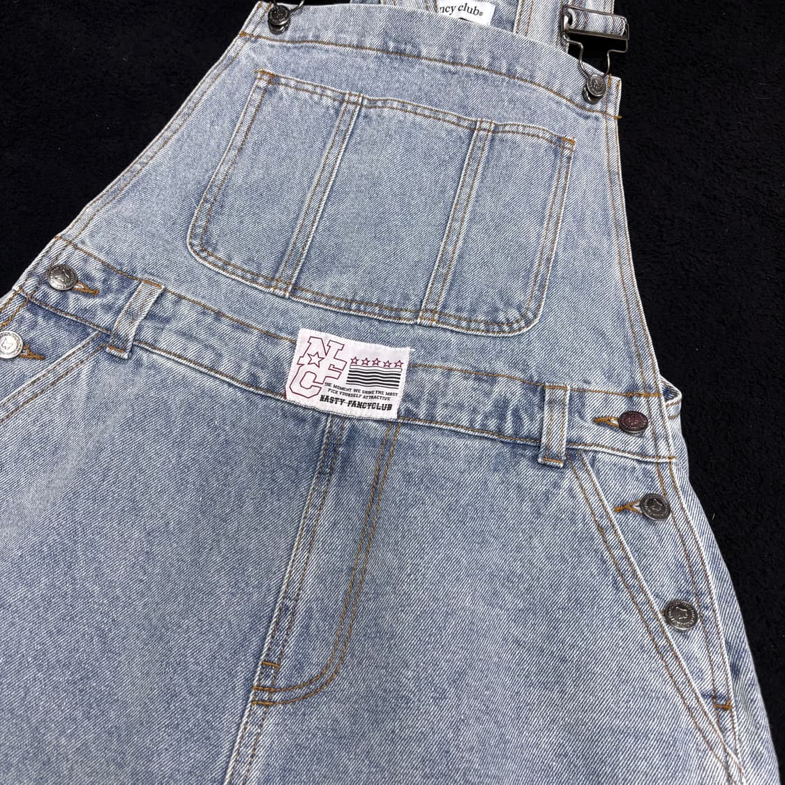 FREE 팬시클럽 연청 데님 풀오버 멜빵바지 상품이미지3