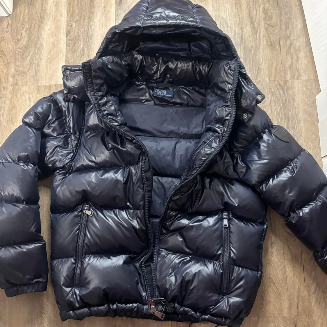 23FW 폴로 랄프 로렌 글로시 후드 다운 패딩 네이비 상품이미지2