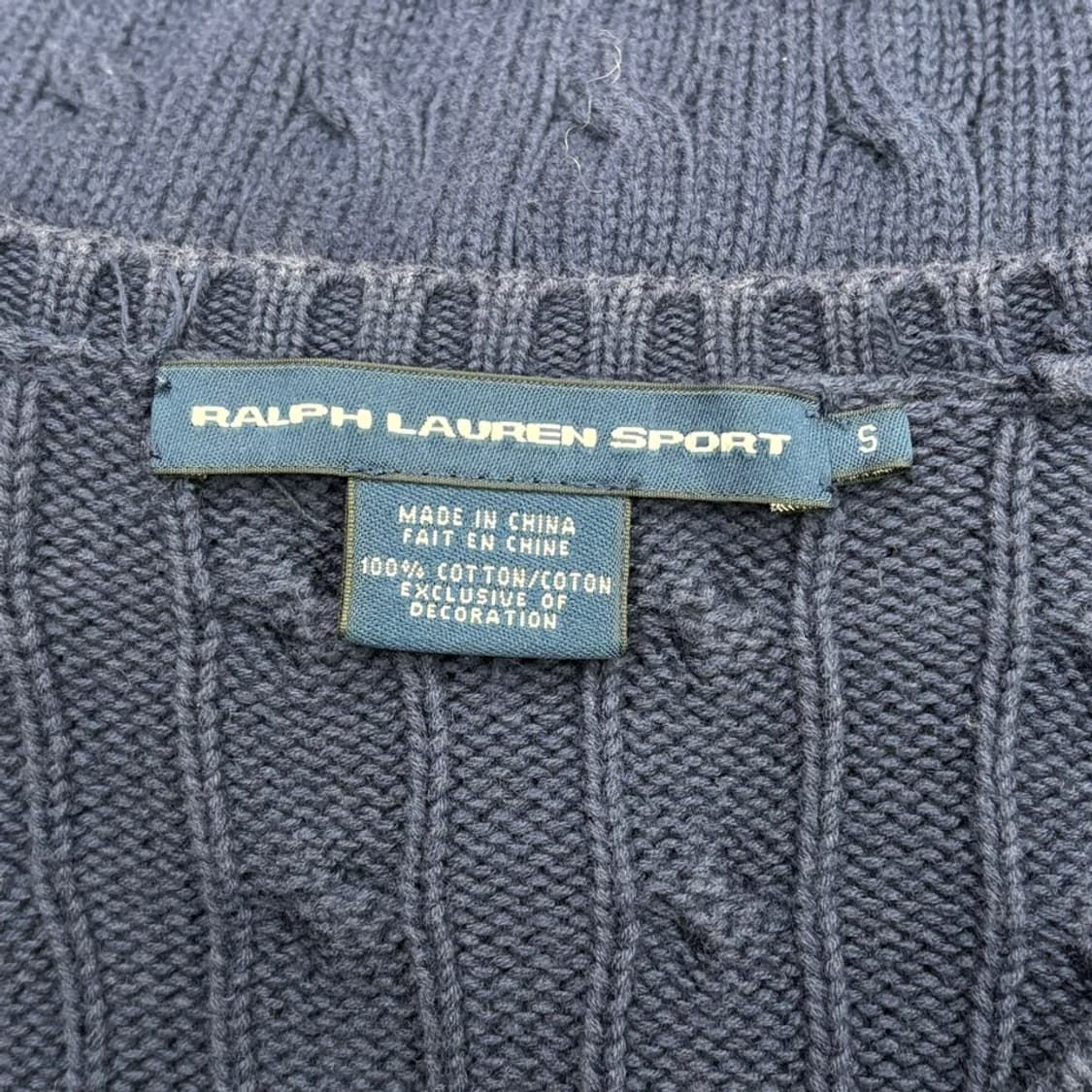 S 폴로랄프로렌 네이비 브이넥 케이블 코튼 니트 상품이미지4