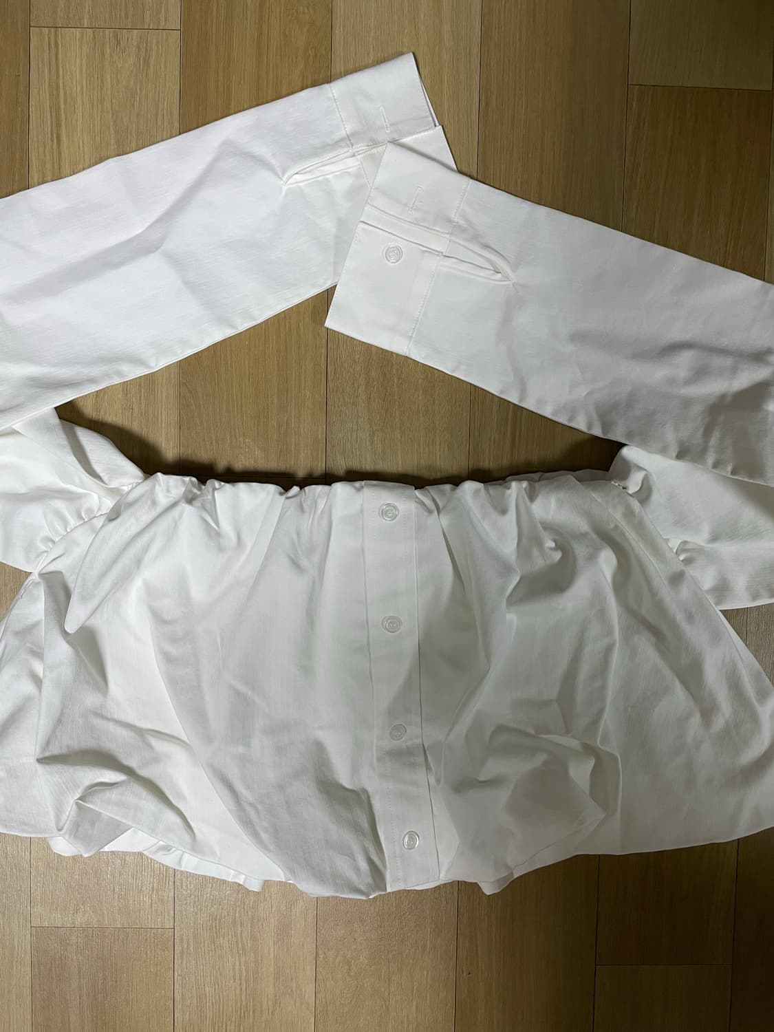 크랭크 슬리브 타이 벌룬 스커트_화이트 상품이미지5