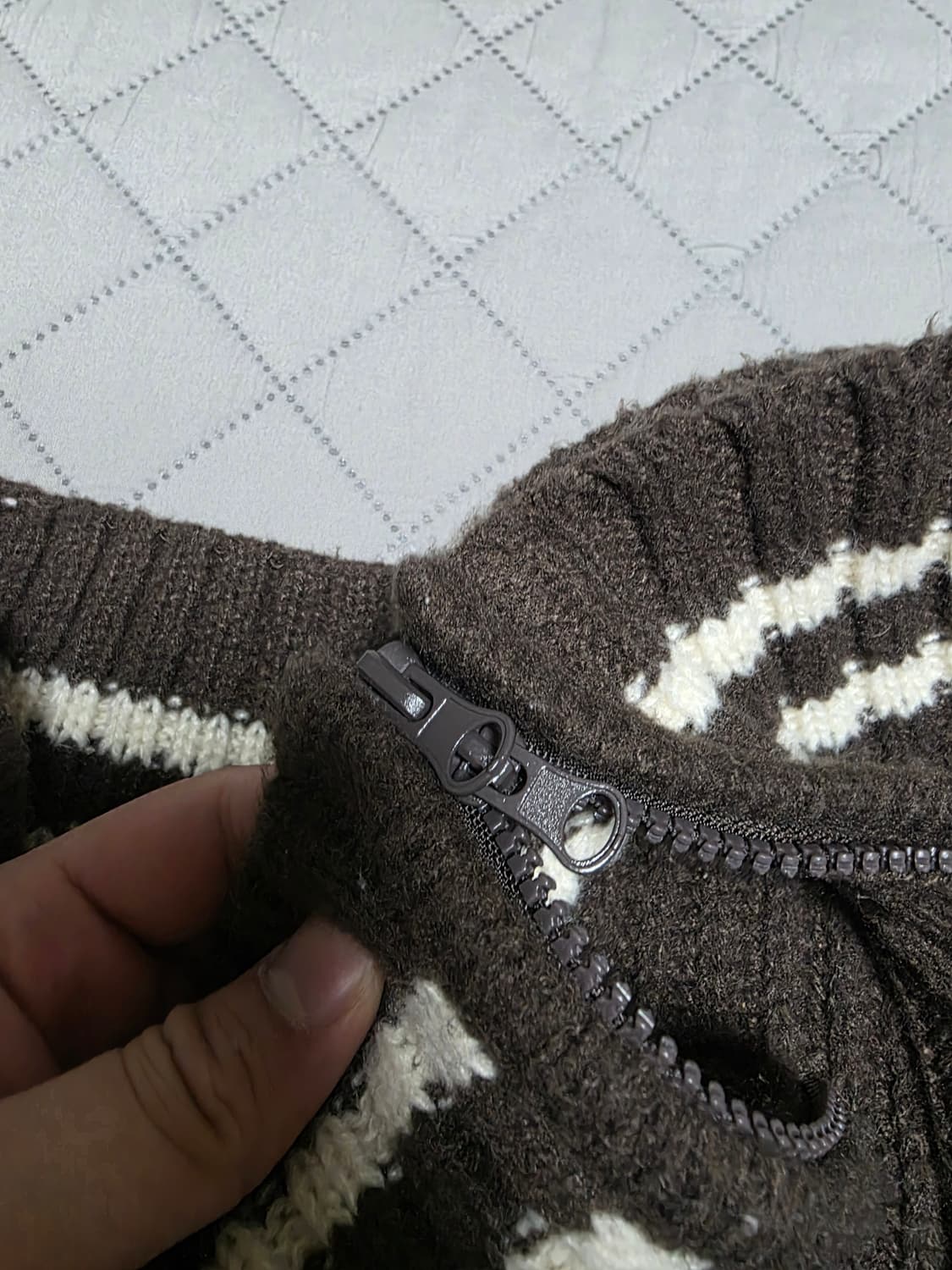 [L] 에잇세컨즈 브라운 배색 니트 집업 가디건 투웨이 상품이미지5