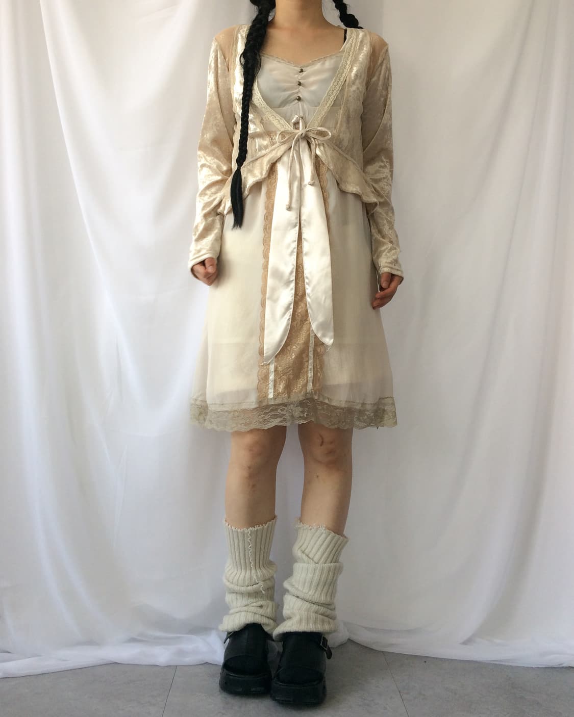 Lace trimming velvet cardigan 상품이미지5