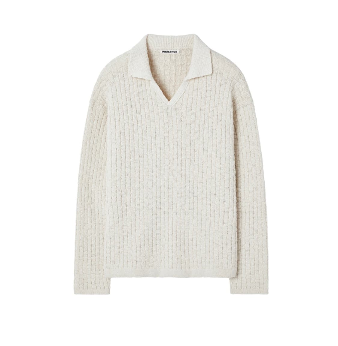 (새상품) 인사일런스 오픈 칼라 그리드 니트 NATURAL CREAM 상품이미지2