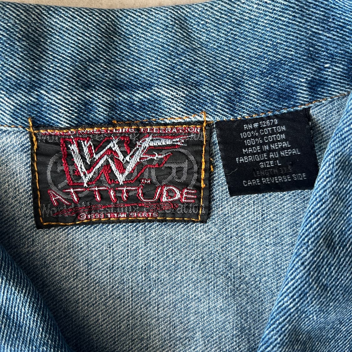 빈티지 90s WWF Stone Cold 데님 자켓 상품이미지4