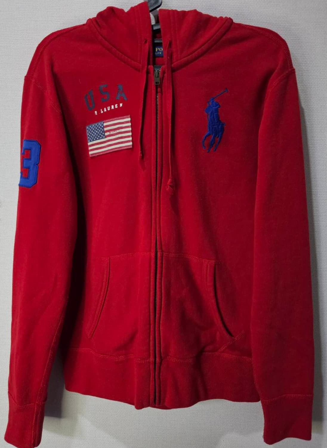 폴로 POLO 빅포니 성조기 USA 후드집업 85~90/XS~S 상품이미지1