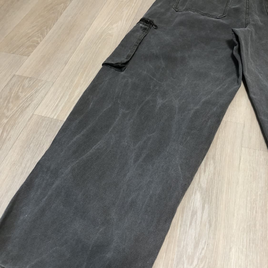 (30) 새상품 쿠어 COOR 오버 다잉 페이디드 워크 팬츠 워시드 카키 상품이미지7