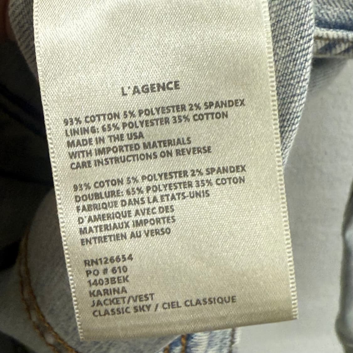 L'Agence 라장스 USA 오버사이즈 데님 진 애시드 워시드 자켓 X 상품이미지3