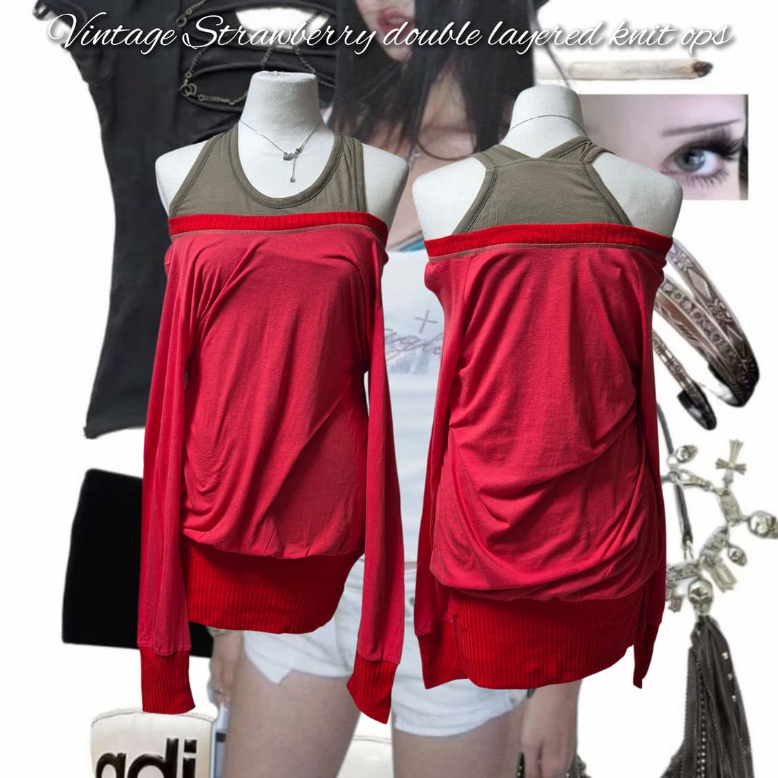 Vintage Strawberry double layered knit 상품이미지1