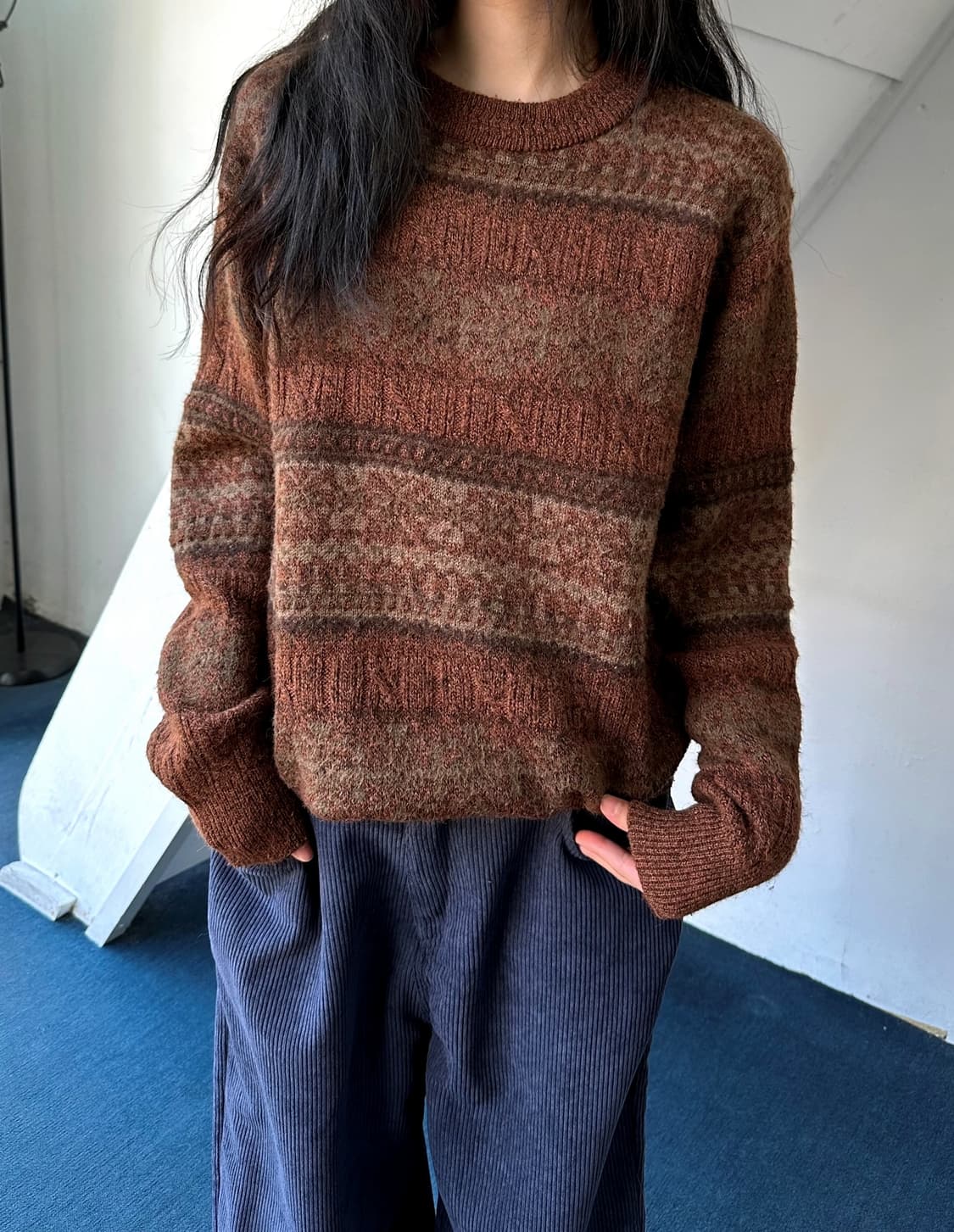 Alpaca wool blend pattern knit P/O 상품이미지6