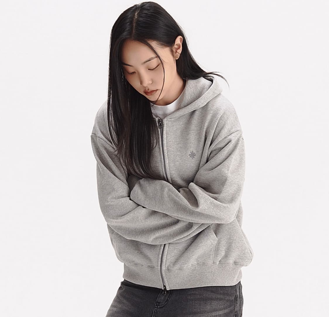 슬로우레코드하우스 크롭 후드집업 상품이미지1