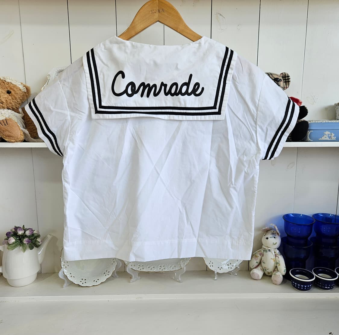 COLZA세일러 크롭 반팔 블라우스 상품이미지2