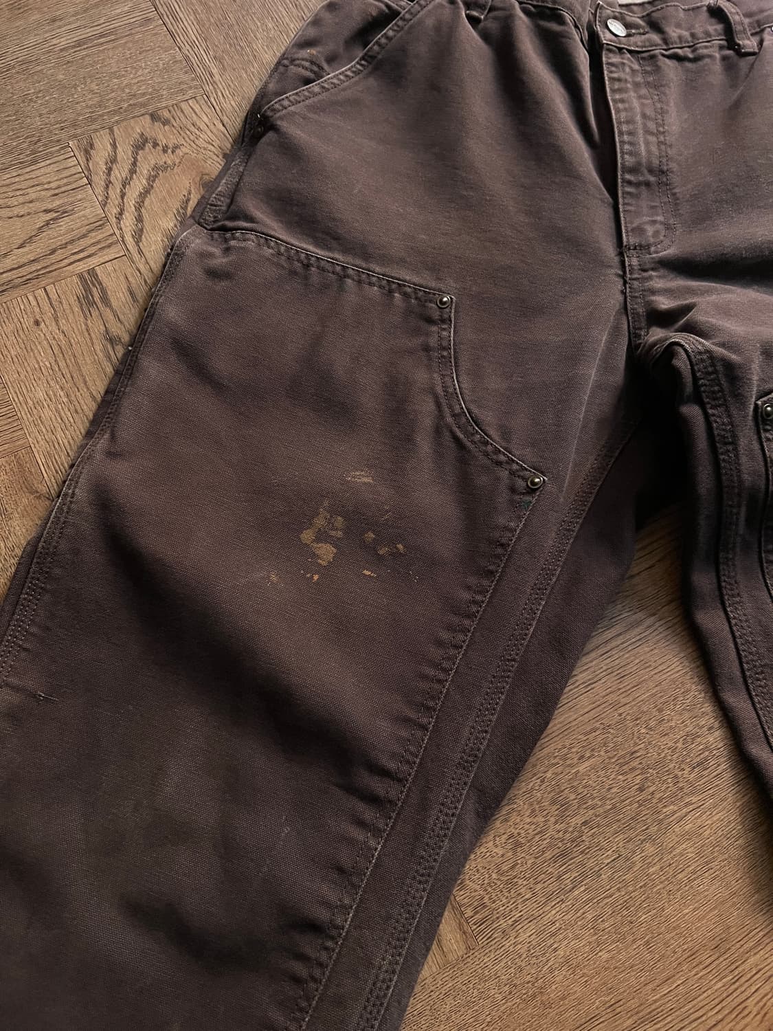 [34]칼하트 USA 빈티지 워싱 다크브라운 더블니 워크 팬츠 상품이미지3
