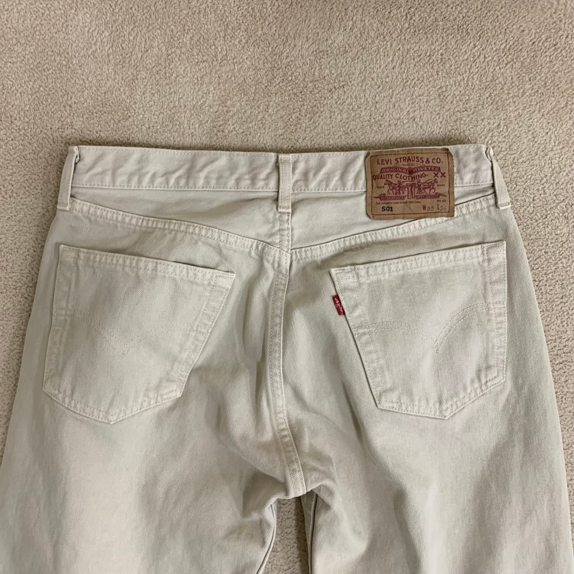 90s 빈티지 리바이스 501 데님팬츠(31사이즈) 베이지크림진 상품이미지4