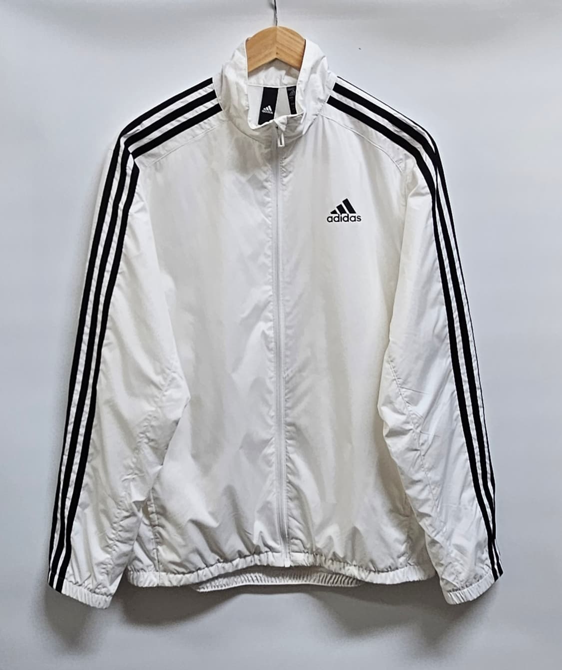 아디다스 삼선 흰색 바람막이 자켓 M 상품이미지1