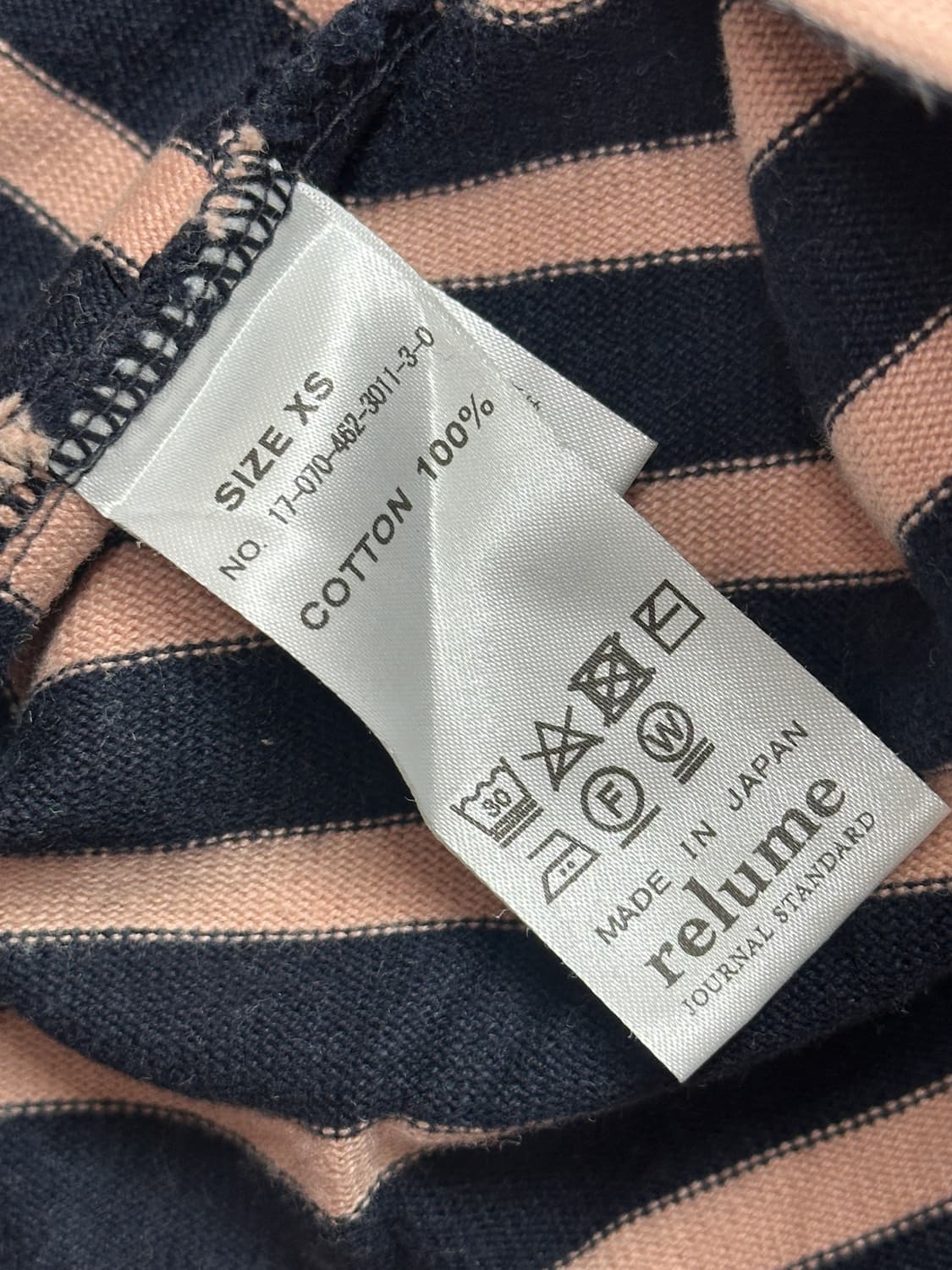 재팬 저널스탠다드 단가라 네이비&핑크 티셔츠 베이직 핀터깔  상품이미지6