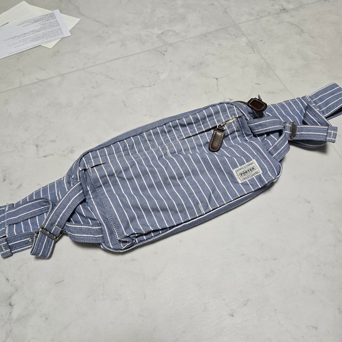 요시다포터 스트라이프 코튼 투웨이 힙색 상품이미지1