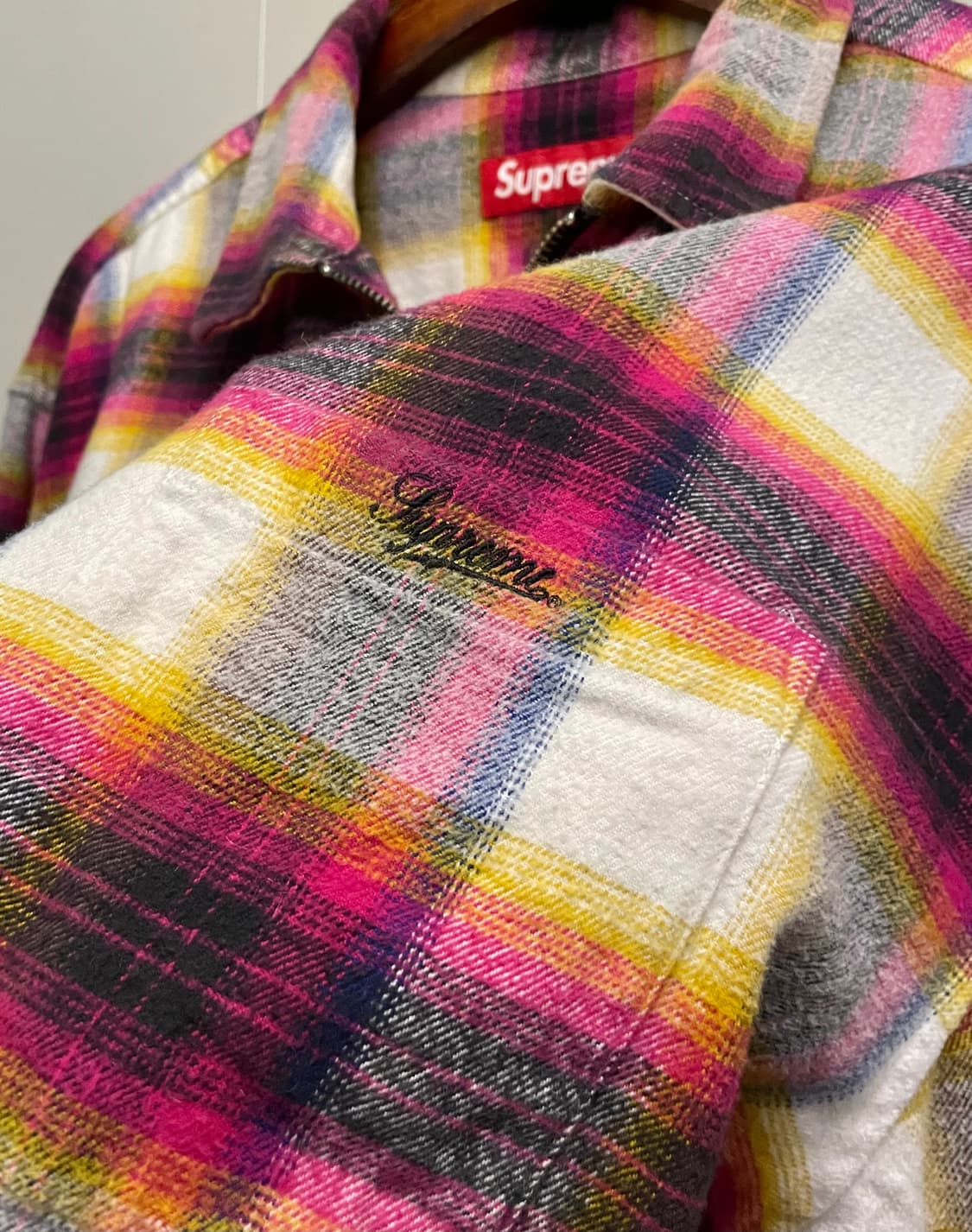 (L)24s supreme 슈프림 쉐도우 플란넬 체크 집업 셔츠 셔켓 상품이미지5