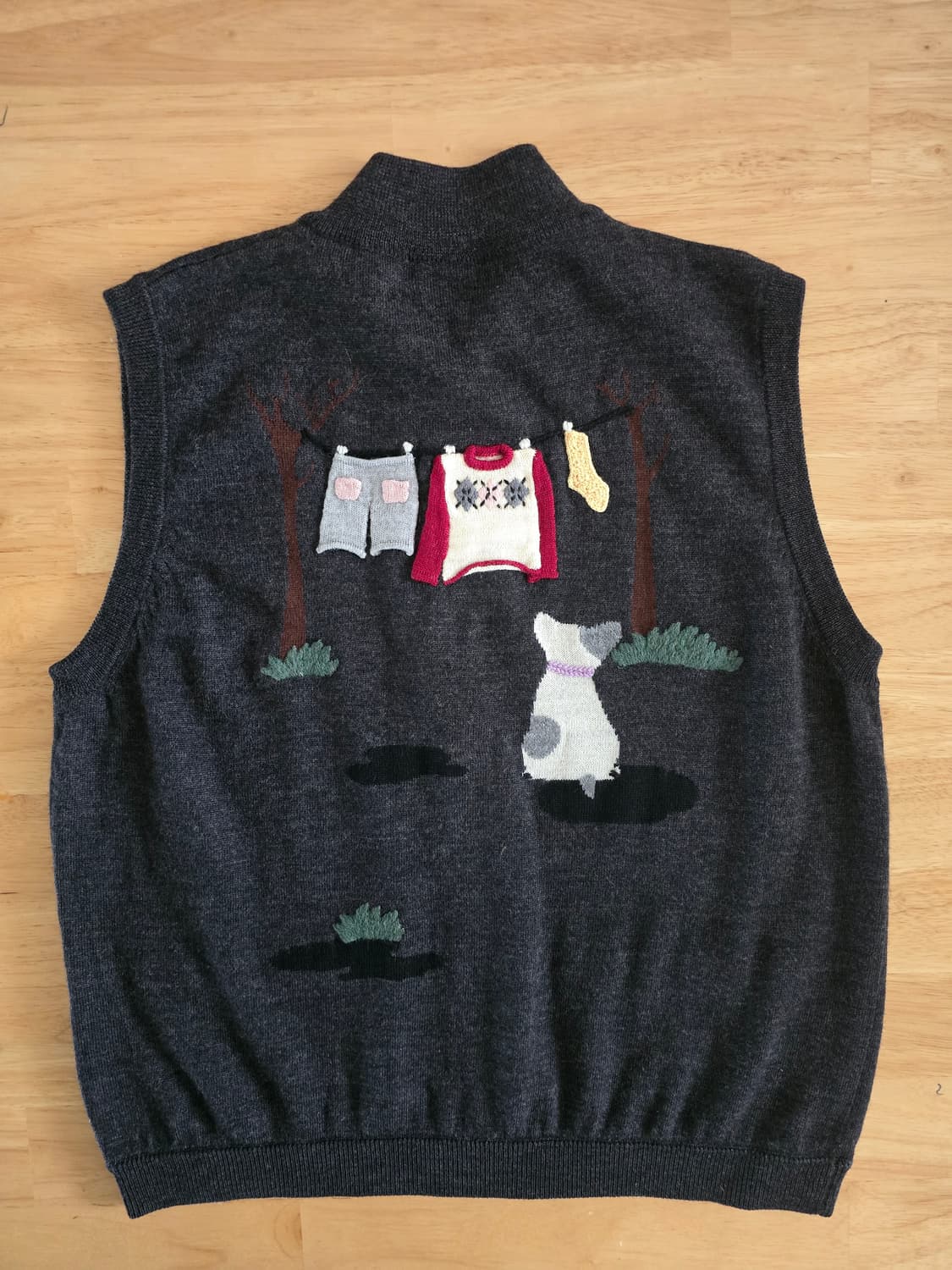 강아지 뜨개 디테일 울 니트 베스트(made in Japan) 상품이미지8