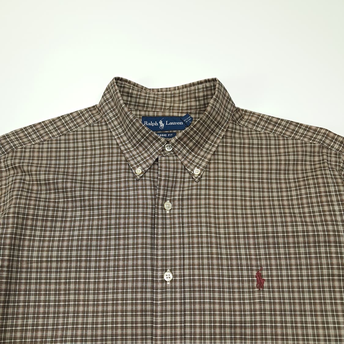 CL767 XL 폴로 90s 홍콩판 스몰 웨일즈 오브 프린스 체크 셔츠 상품이미지2