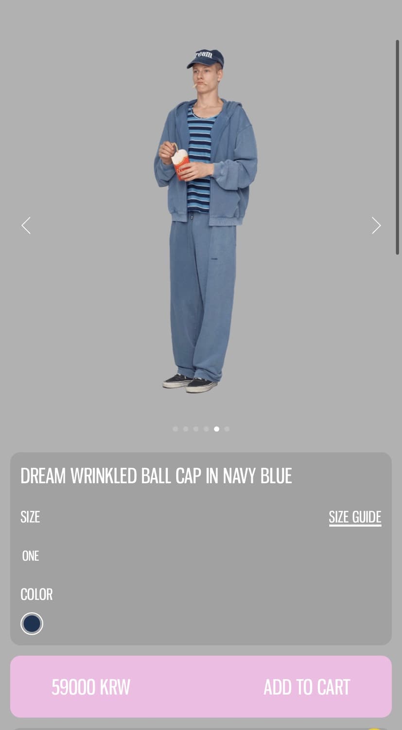 트위드 DREAM WRINKLED BALL CAP IN NAVY BLUE 상품이미지2