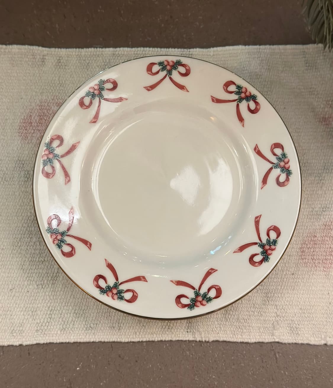 빈티지 크리스마스 리본 접시 상품이미지1
