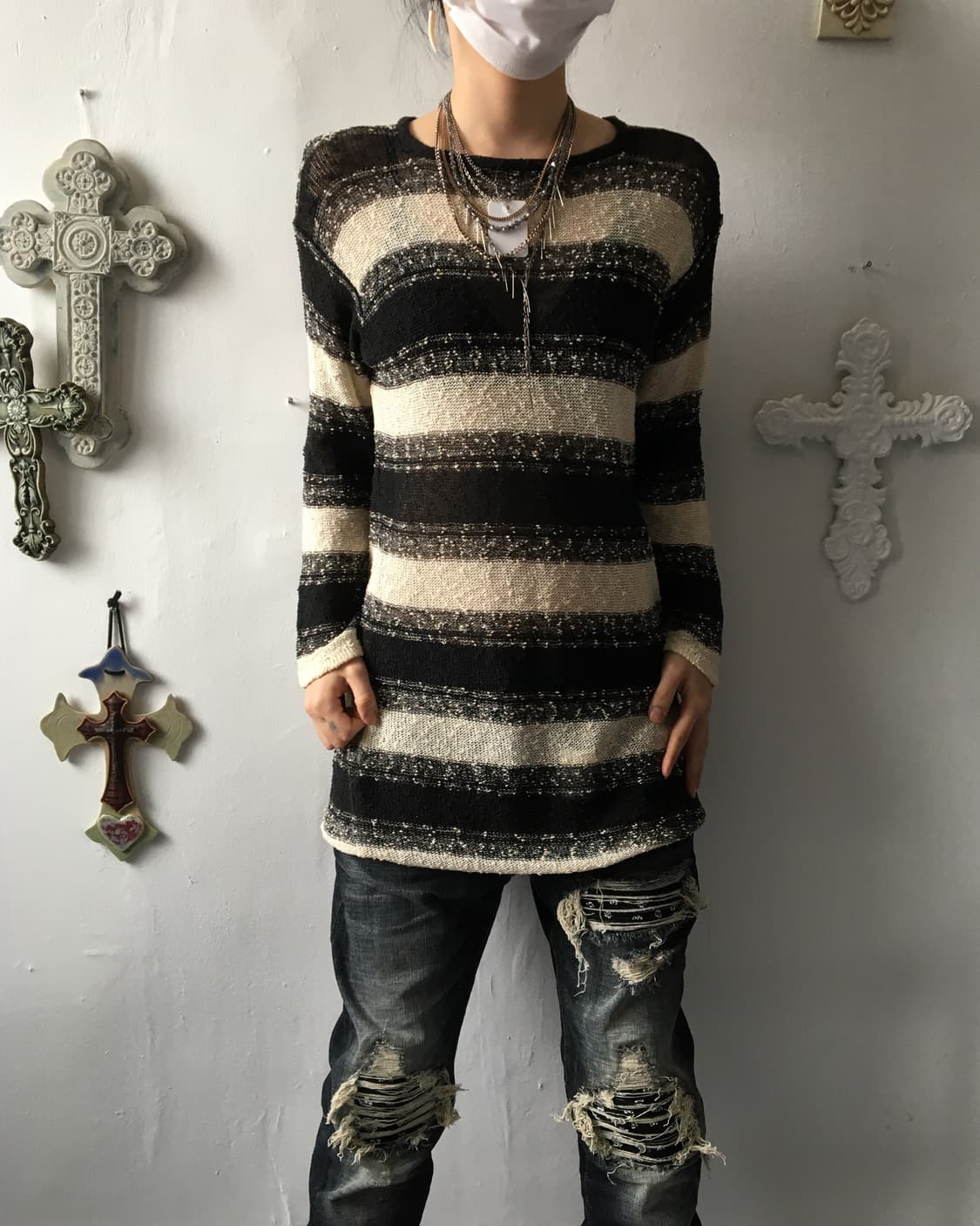 Stripe pattern summer knit 상품이미지1