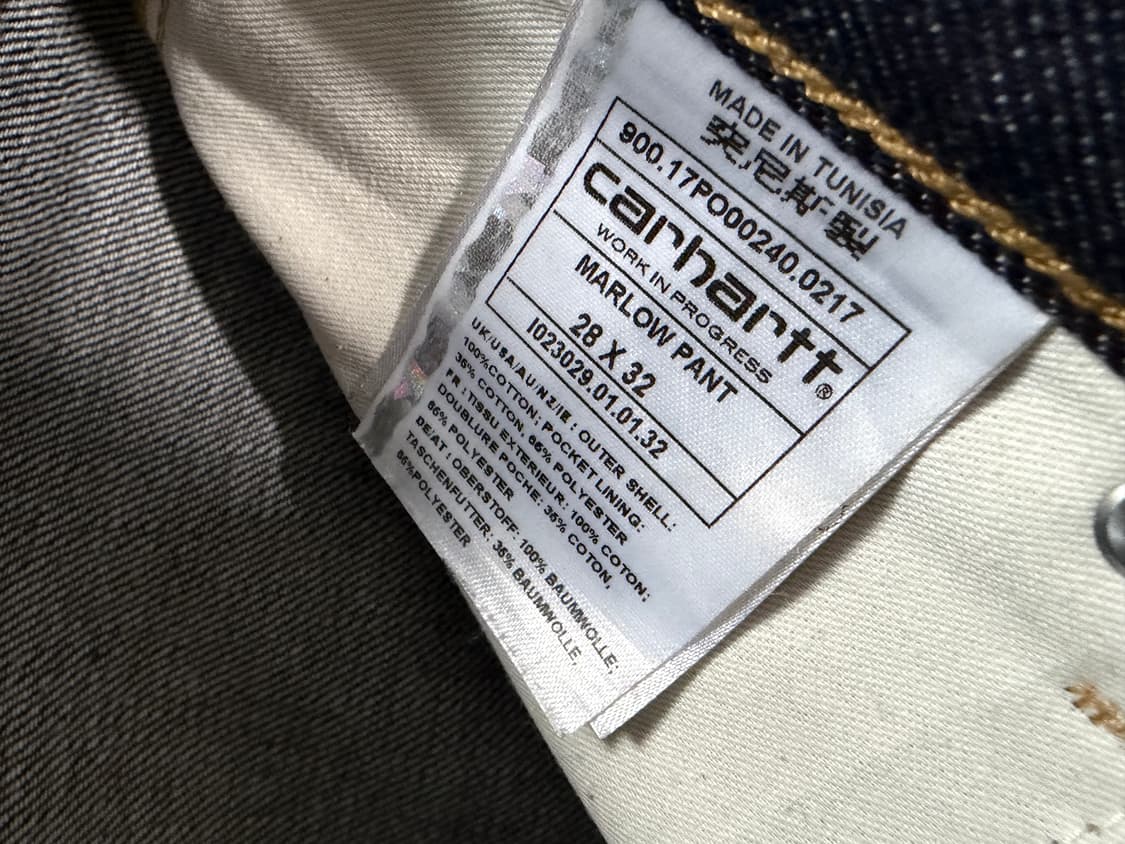 칼하트wip 매장정품 생지데님 28 상품이미지7