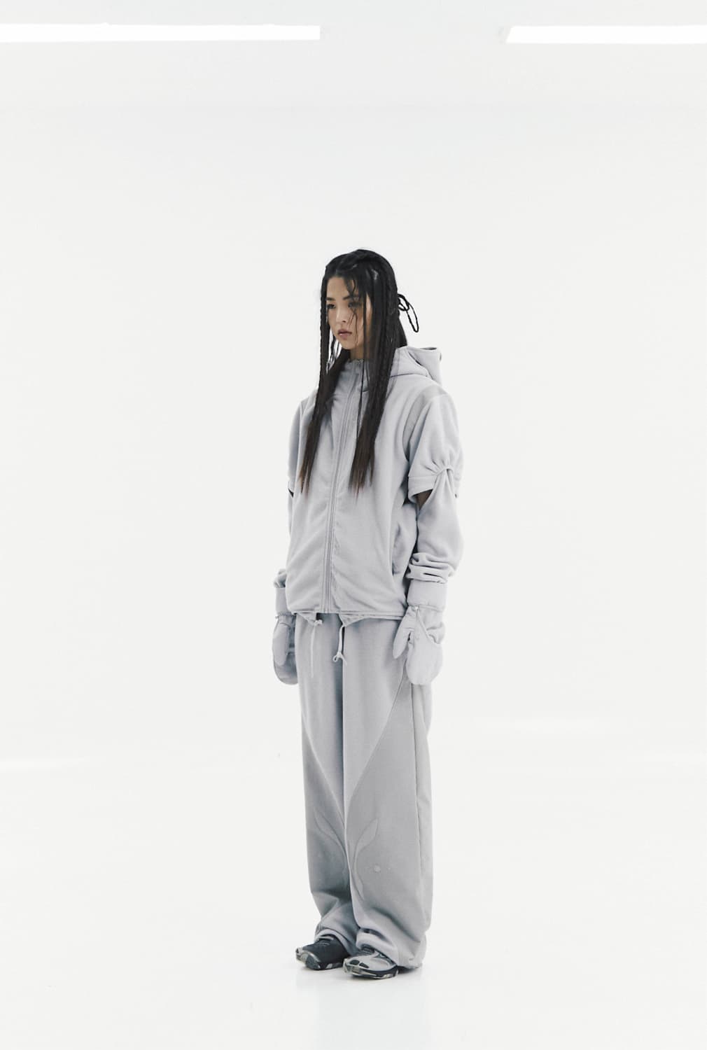 오호스 투폴드 플리스 미튼 글로브 / 그레이 / 벙어리 장갑 상품이미지3