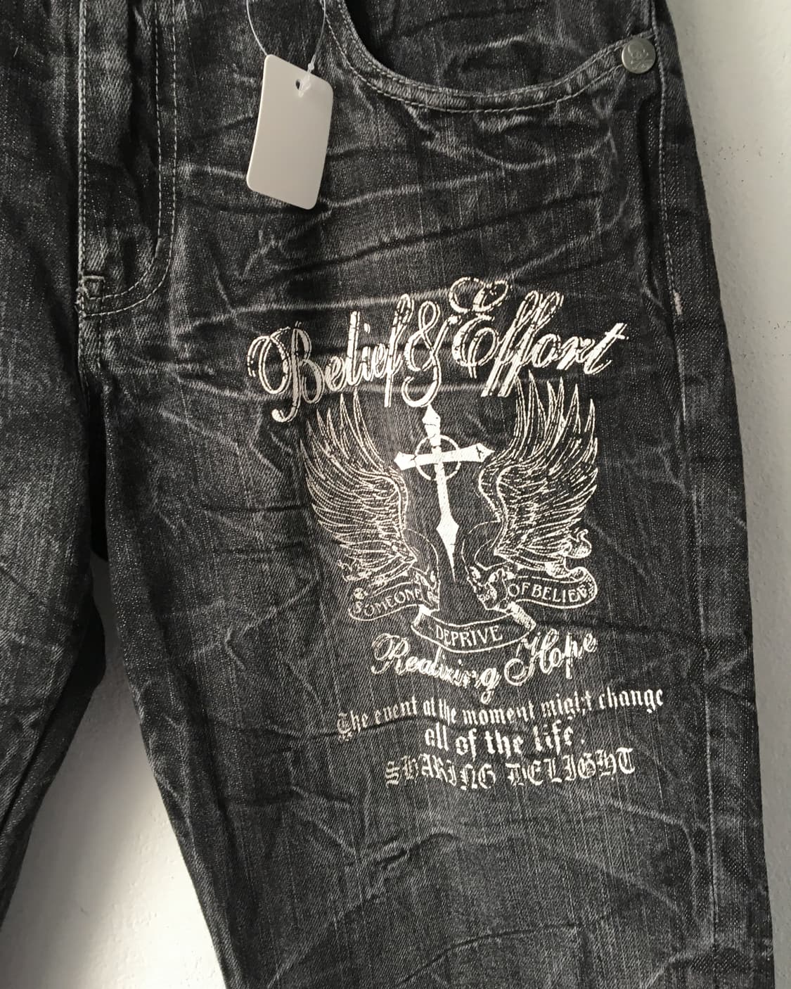 Printing washing denim half pants 상품이미지4