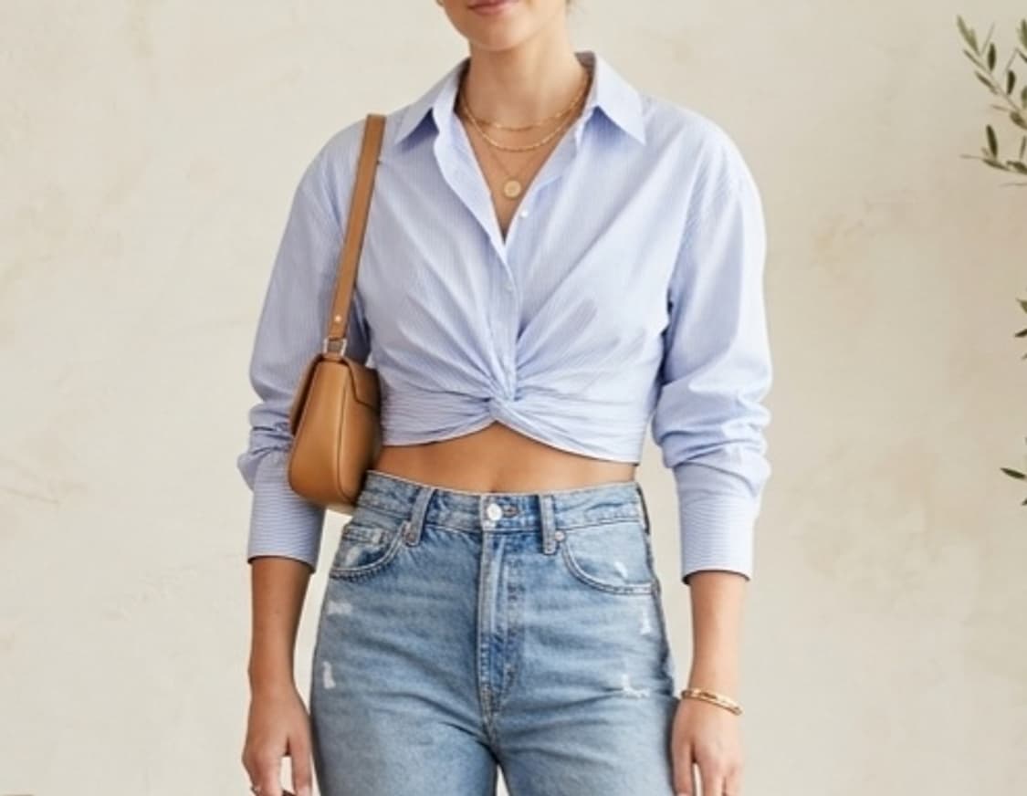 [M]자라 스트라이프 꼬임 크롭 셔츠 (새상품) 상품이미지1